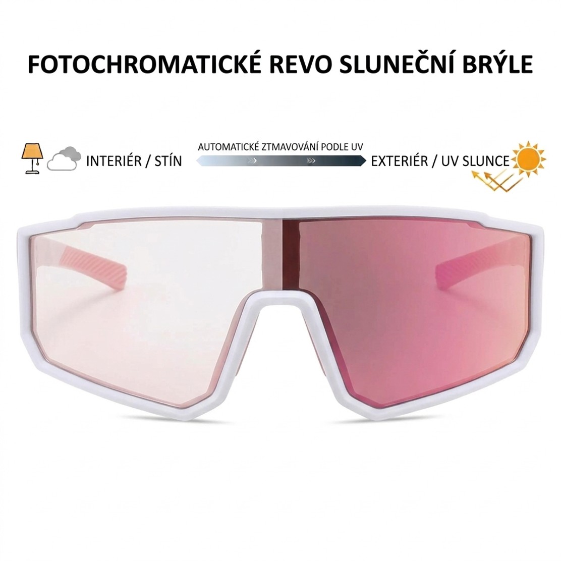 Sportovní fotochromatické sluneční brýle Polarone's 3058 pink REVO