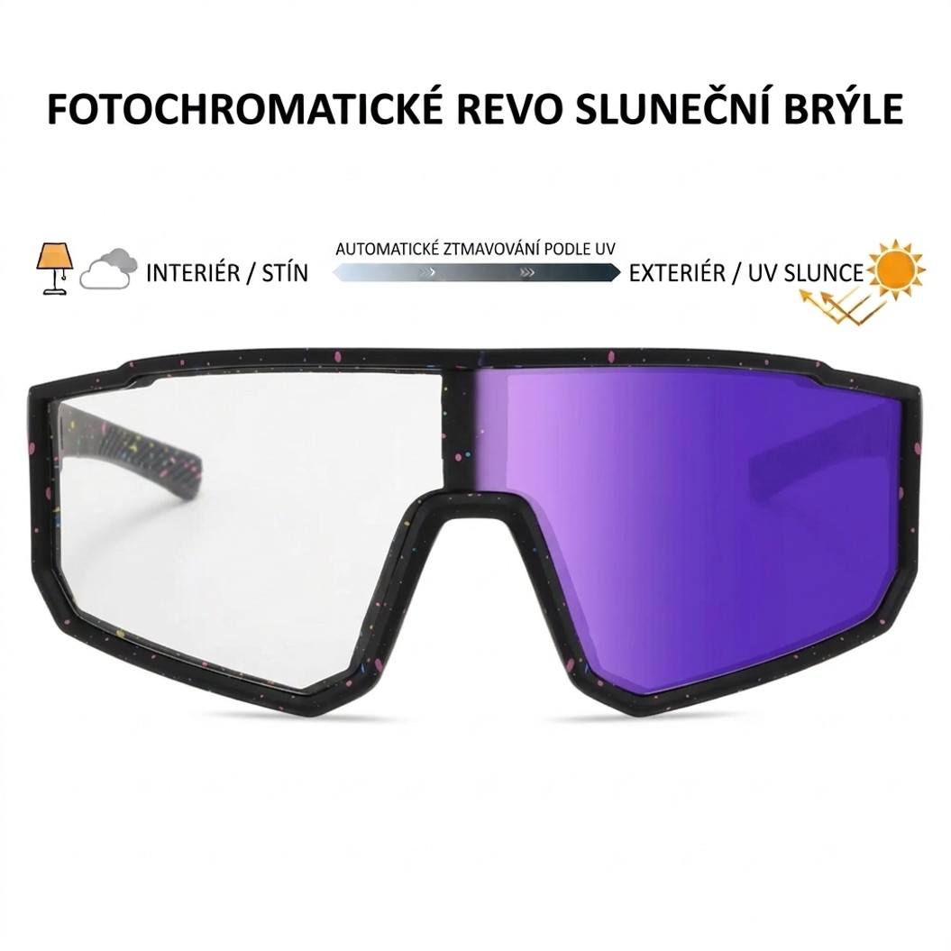 Sportovní fotochromatické sluneční brýle Polarone's 3058 purple REVO