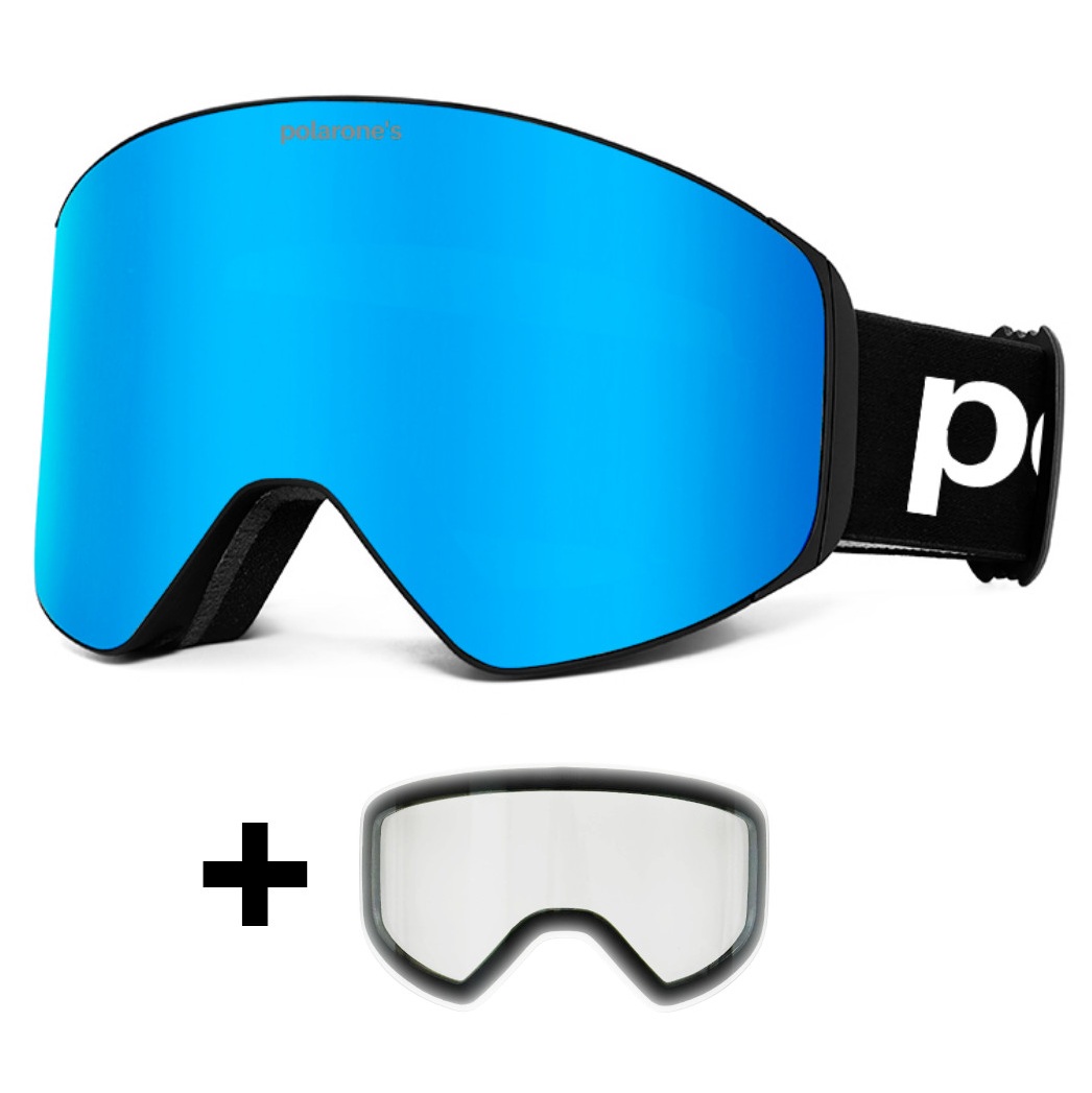 Fotochromatické REVO lyžařské brýle s vyměnitelnými skly Polarone's SKI+2 blue