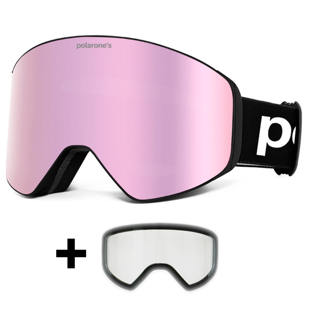 Fotochromatické REVO lyžařské brýle s vyměnitelnými skly Polarone's SKI+2 pink