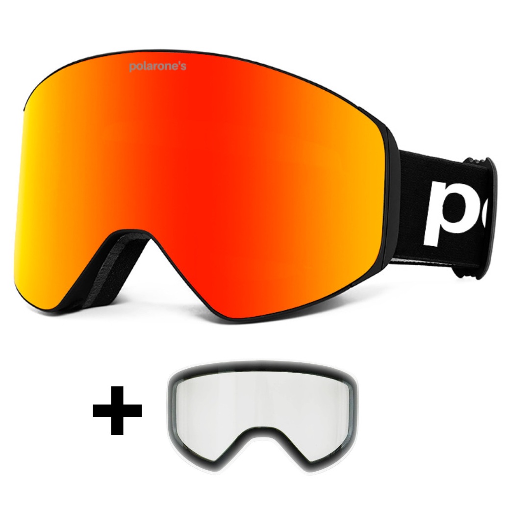 Fotochromatické REVO lyžařské brýle s vyměnitelnými skly Polarone's SKI+2 orange