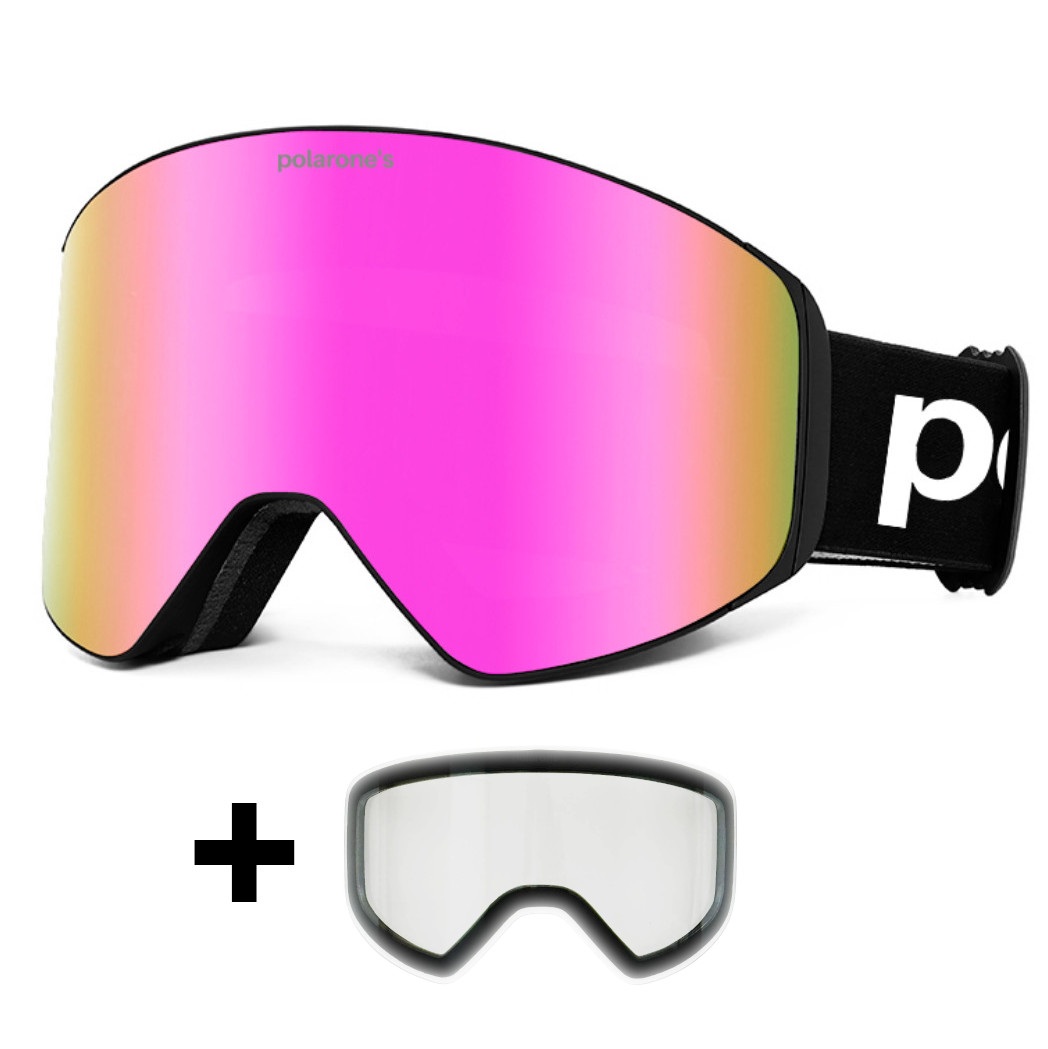 Fotochromatické REVO lyžařské brýle s vyměnitelnými skly Polarone's SKI+2 rose
